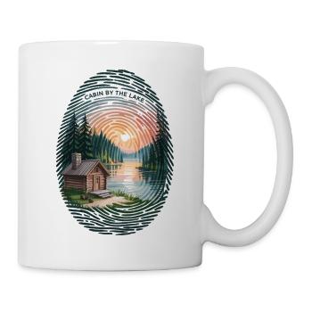 Outdoor Camping T-Shirt Seehütte Natur Motiv - Tasse - Weiß - Rechts