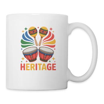 Heritage Beats In My Heart Bongo Maracas Rhythmus - Tasse - Weiß - Rechts