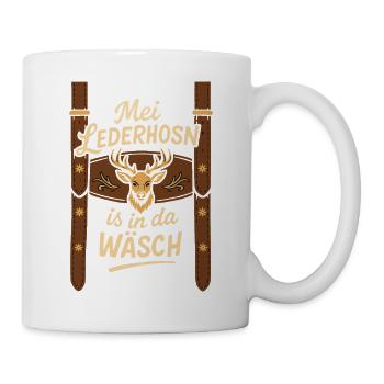 Trachtenshirt Herren Trachten T-Shirt Lederhose - Tasse - Weiß - Rechts