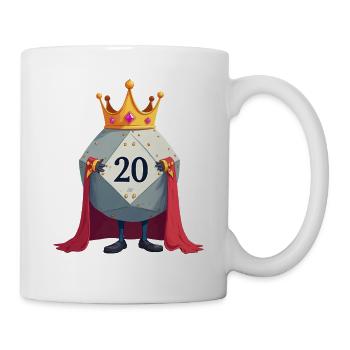 D20 King with Crown & Cloak – Fantasy Dice - Mug - white - Right