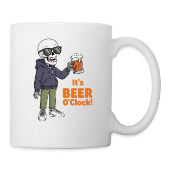 Skeleton with beer and sunglasses - Mug - white - Right