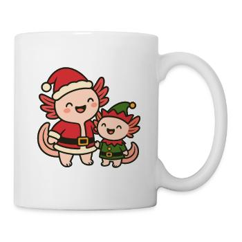 Axolotl Weihnachten Santa & Wichtel - Tasse - Weiß - Rechts