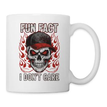 Skull with baseball cap and fire design - Mug - white - Right