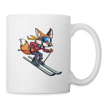 Adventure fox while skiing - Mug - white - Right