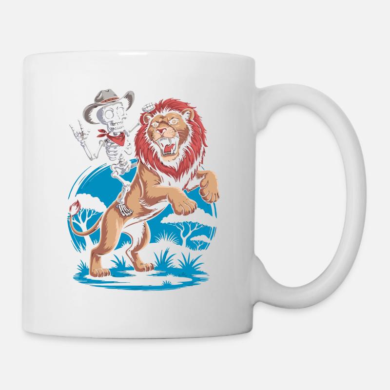 Lions and Skeleton Adventure Design - Mug - white