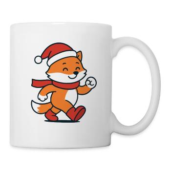 Niedlicher Winterfuchs mit Mütze & Schal - Tasse - Weiß - Rechts
