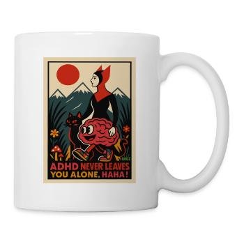 Brain Cat Adventure in Mountain Sunset - Mug - white - Right