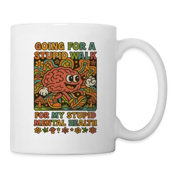 Stupide Walking Brain Rétro Psychédélique - Mug blanc - blanc - Droite