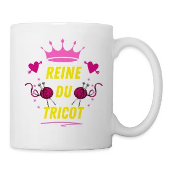 Queen of KNITTING - Mug - white - Right