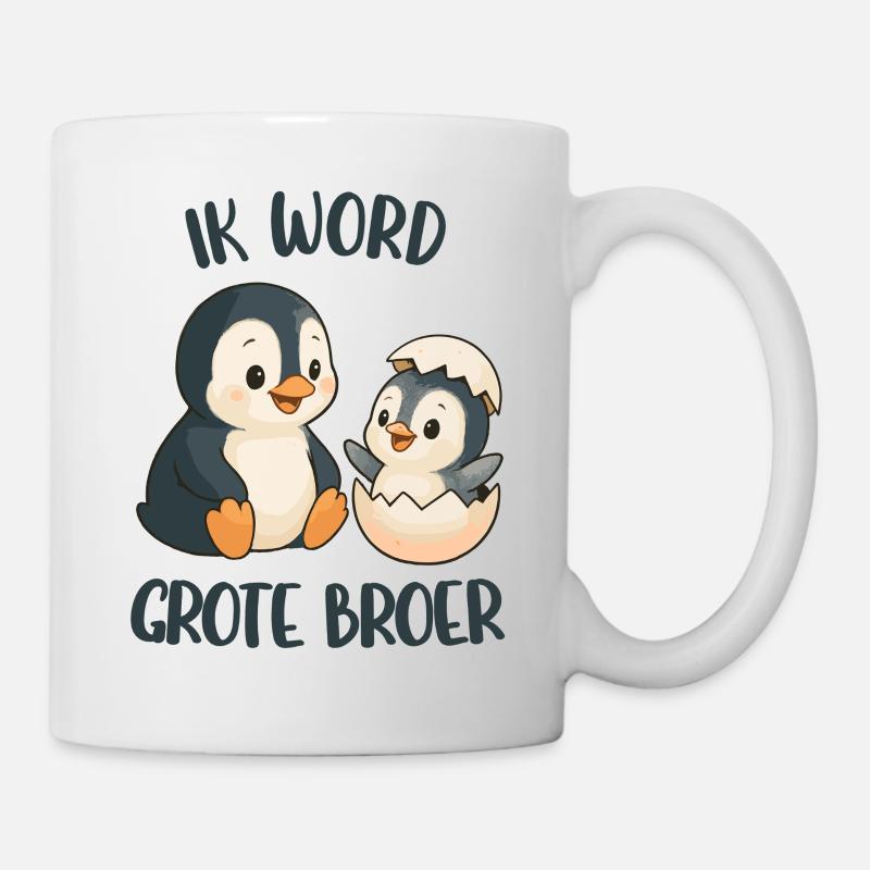 Großer Bruder, ich werde großer Bruder, Pinguin - Tasse - Weiß