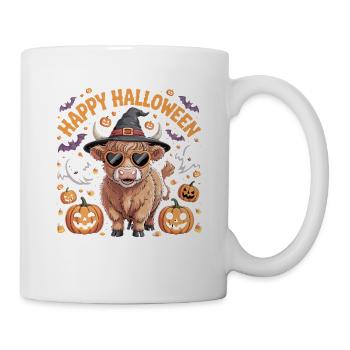 Joyeux Halloween Motif de vache mignonne avec des citrouilles et - Mug blanc - blanc - Droite