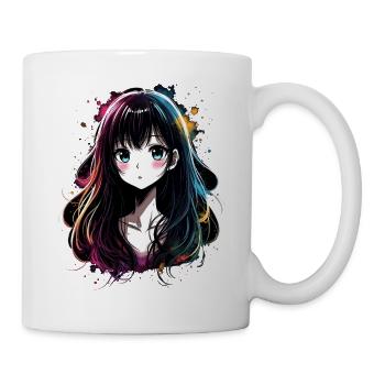 Anime girl with colorful gradient - Mug - white - Right