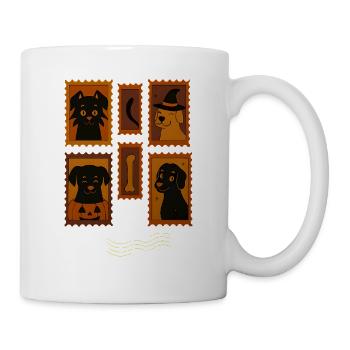 Halloween Welpen und Katze Stempelkunst, Liebe Katzen - Tasse - Weiß - Rechts