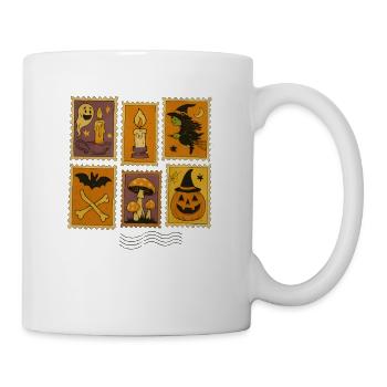 Halloween Hexe und Kürbis Sticker Set - Tasse - Weiß - Rechts