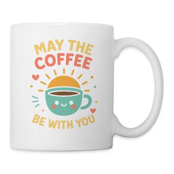 Möge der Kaffee mit dir sein Niedliches Kaffee-Design - Tasse - Weiß - Rechts
