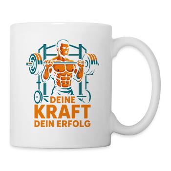 Starker Fitness-Motivationsdruck Shirt Bodybuilder - Tasse - Weiß - Rechts