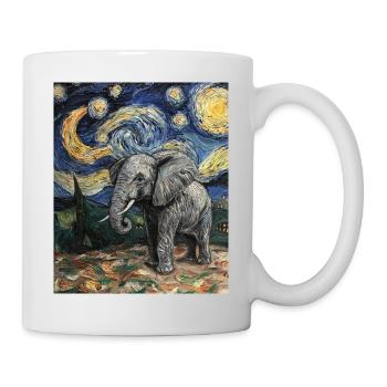 Éléphant Van Gogh Style Nuit étoilée - Mug blanc - blanc - Droite