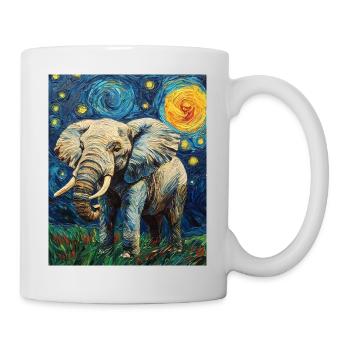 Éléphant Van Gogh Style Nuit étoilée - Mug blanc - blanc - Droite