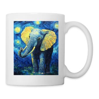 Éléphant Van Gogh Style Nuit étoilée - Mug blanc - blanc - Droite