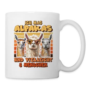 Fan d’alpaga AIME LES ALPAGAS ET PEUT-ÊTRE 3 PERSONNES - Mug blanc - blanc - Droite