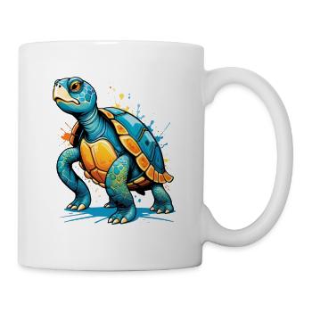 Farbige Schildkröte Illustration mit Spritzern - Tasse - Weiß - Rechts