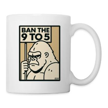 Gorilla against 9 to 5 office and work - Mug - white - Right
