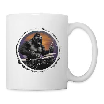Drum Gorilla Vintage Music Gift - Mug - white - Right