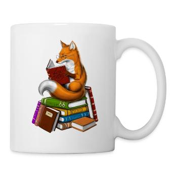 Fuchs liest ein Buch - Tasse - Weiß - Rechts