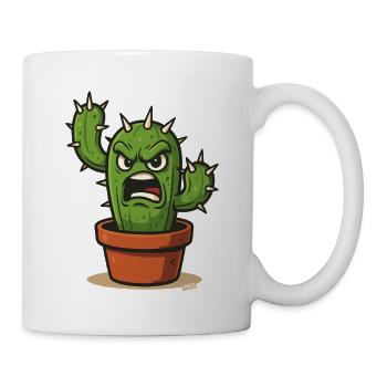 Cactus en colère en pot - Mug blanc - blanc - Droite