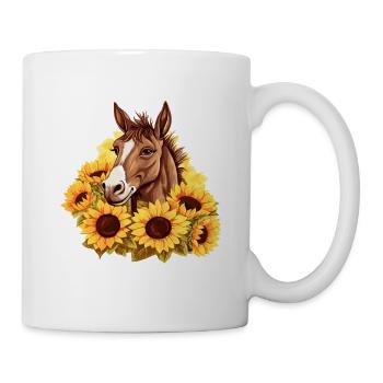 Pferd im Sonnenblumenmeer - Tasse - Weiß - Rechts