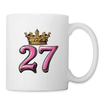 27 Zahl Krone - Tasse - Weiß - Rechts
