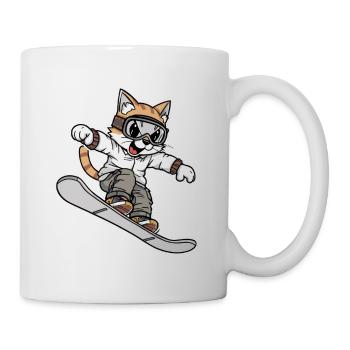 Cool Snowboard Cat Design - Mug - white - Right