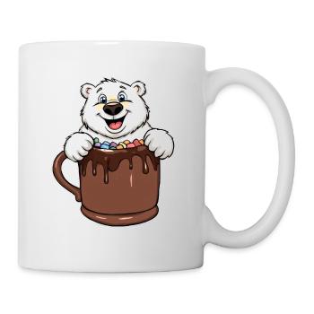 Playful polar bear with chocolate cup - Mug - white - Right
