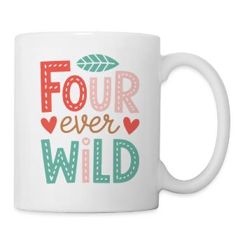 4th Birthday Four Ever Wild Kids 4 Gift - Mug - white - Right