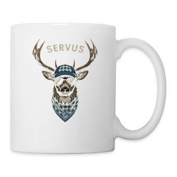 Alpen Hirsch Servus Hirschgeantler Tracht Oktober - Mug - white - Right