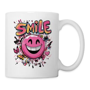 Smile crazy Graffity art style pink - Mug - white - Right