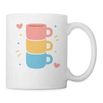 Süße Kaffeetasse Stack Pastel Hearts Love - Tasse - Weiß - Rechts