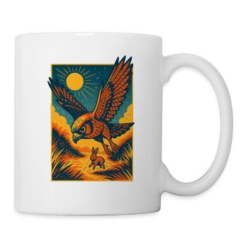 Majestic Hawk Hunting Bunny  - Mug - white - Right
