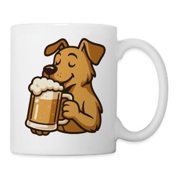 Hund mit Bier Mug Cartoon Design - Tasse - Weiß - Rechts