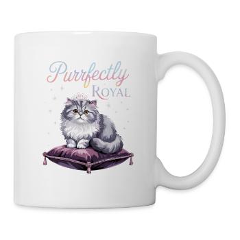 Chat royal parfait sur oreiller avec couronne - Mug blanc - blanc - Droite