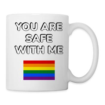 You are safe with me LGBT rainbow flag gay ally  - Mug - white - Right