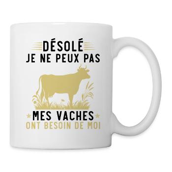 Mes vaches ont besoin de moi - Mug blanc - blanc - Droite