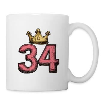 34 Zahl Krone - Tasse - Weiß - Rechts