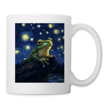 Frosch Frösche Van Gogh Style Starry Night - Tasse - Weiß - Rechts