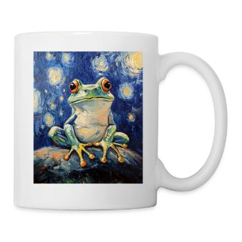 Frosch Frösche Van Gogh Style Starry Night - Tasse - Weiß - Rechts