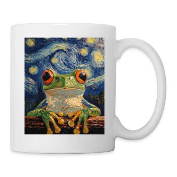 Frosch Frösche Van Gogh Style Starry Night - Tasse - Weiß - Rechts