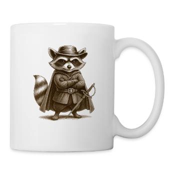 Noble raccoon with sword – vintage engraving - Mug - white - Right