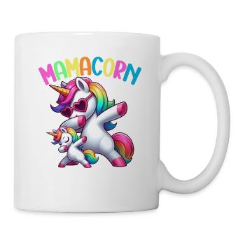 Mama Einhorn Mamacorn Mutter Tochter Dadacorn - Tasse - Weiß - Rechts
