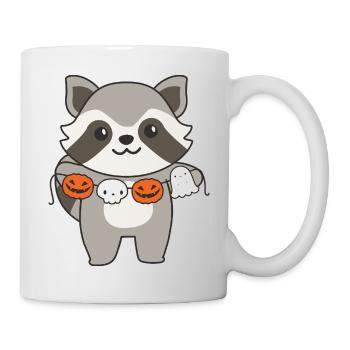 Costume de raton laveur joyeux Halloween citrouille fantôme - Mug blanc - blanc - Droite