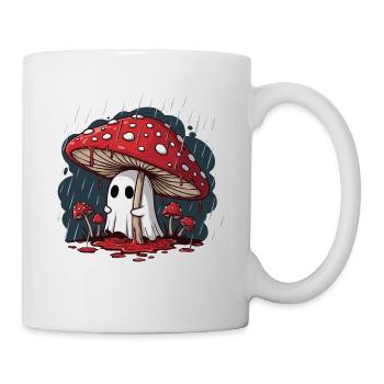 Fly Agaric Ghost — Gruseliger Halloween-Pilzgeist - Tasse - Weiß - Rechts
